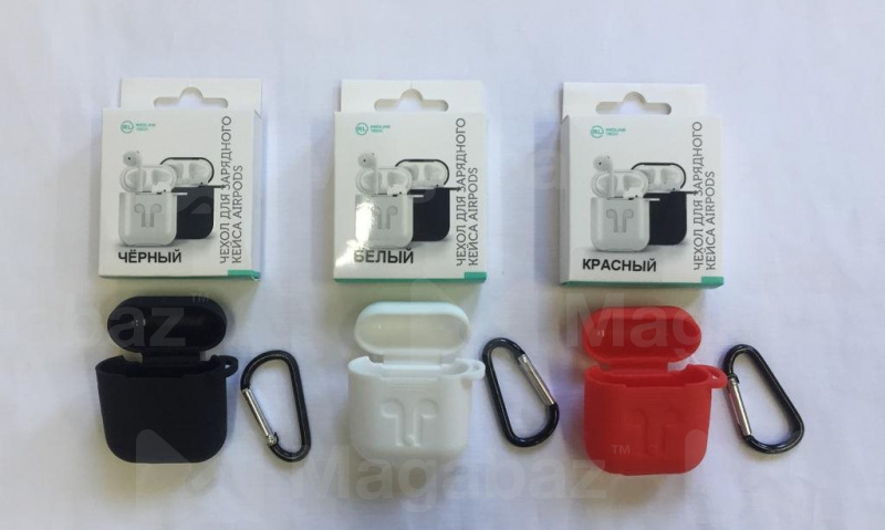 в резерв_Чехол для наушников_Apple-- AirPods * AirPods 2_Red Line_TPU_с карабином_красный