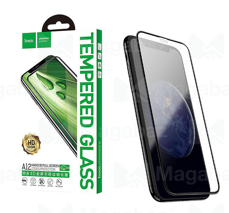 Защита дисплея_Apple-- iPhone 12 mini_2.080_стекло_HOCO_Nano 3D_A12_Full Screen GLUE_черное