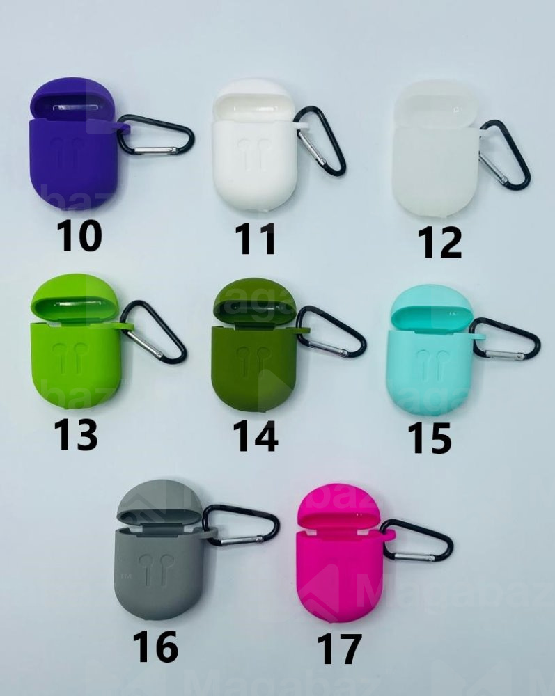 Чехол для наушников_Apple-- AirPods * AirPods 2_No Name_TPU_Вид №4_с карабином_зеленый_13